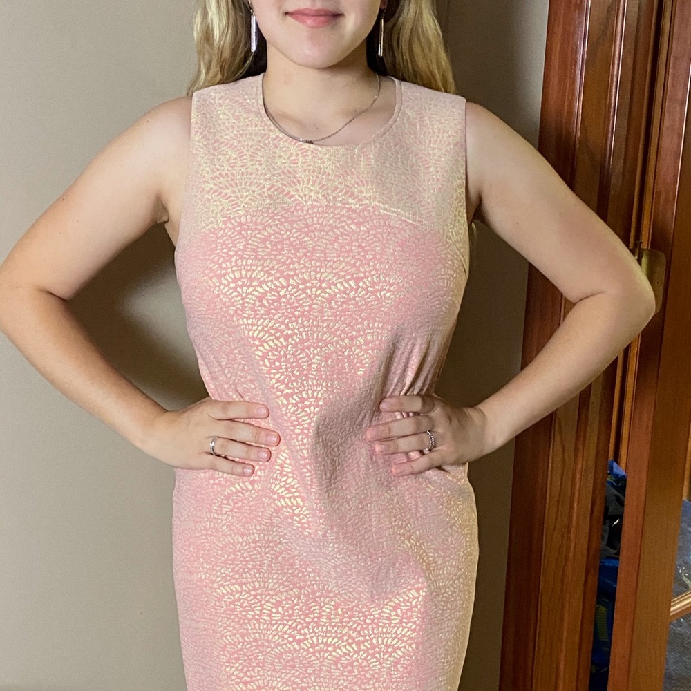 Trina Turk Pink w Gold Shimmer Dress